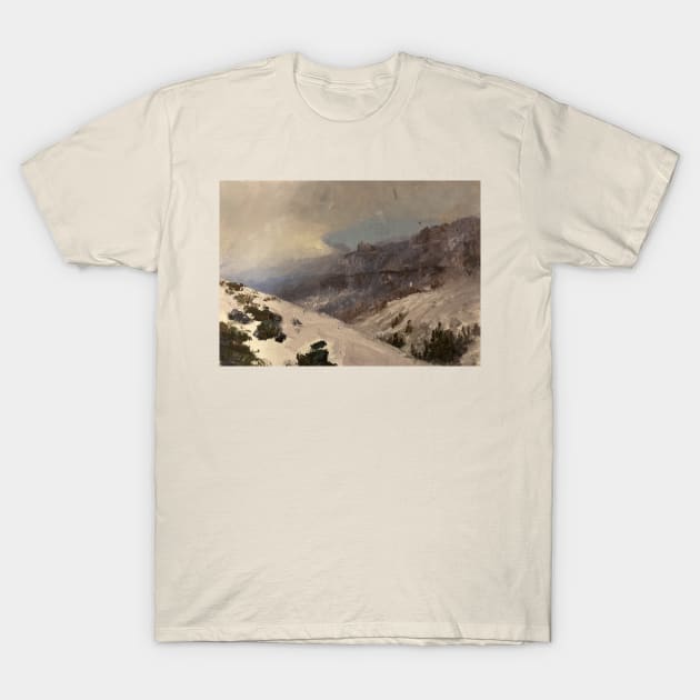 Abstract Snowy Mountains Oil on Canvas T-Shirt by Gallery Digitals